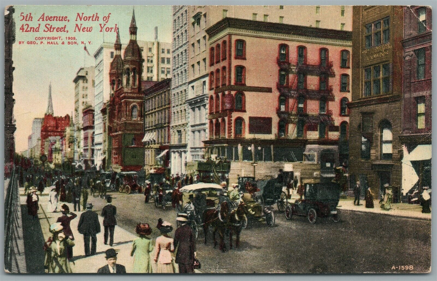 NEW YORK NY 5th AVENUE NORTH OG 42nd STREET ANTIQUE POSTCARD