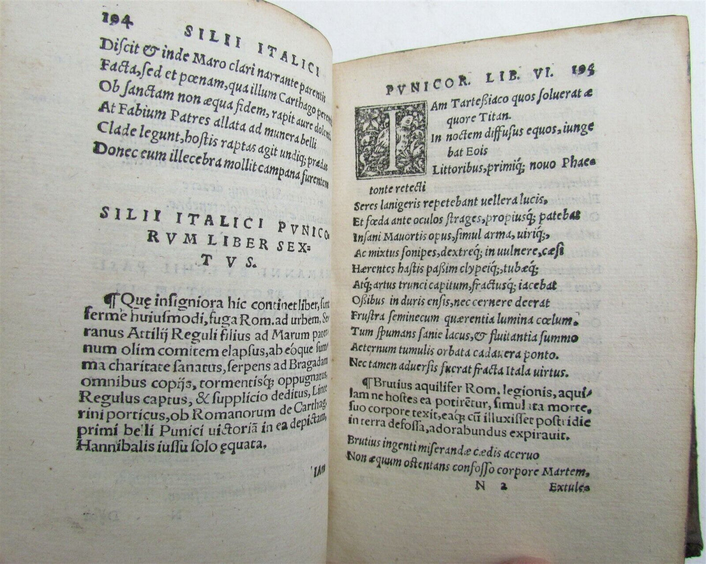 1543 EPIC POEM on PUNIC WARS by Silius Italicus antique PIGSKIN BINDING RARE