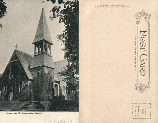 JENKINTOWN PA PRESBYTERIAN CHURCH UNDIVIDED ANTIQUE POSTCARD