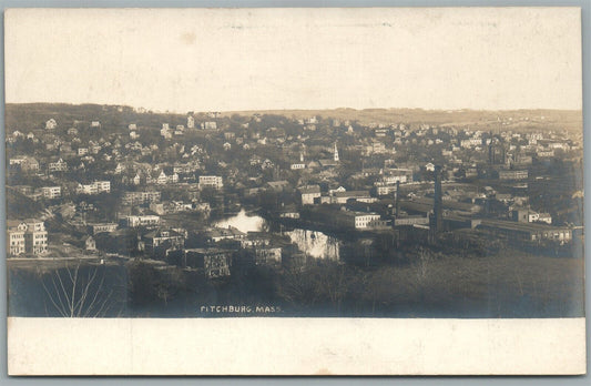 FITCHBURG MA PANORAMA ANTIQUE REAL PHOTO POSTCARD RPPC