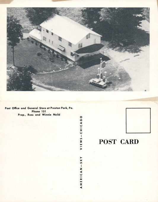 PRESTON PARK PA POST OFFICE & GENERAL STORE VINTAGE POSTCARD