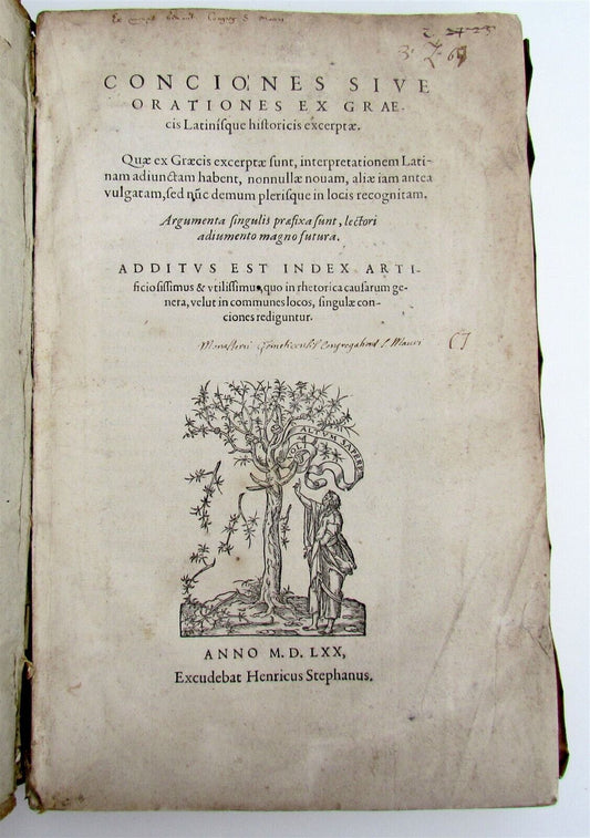 1570 SPEECHES of GREEK & LATIN HISTORIANS antique Estienne edition VELLUM FOLIO