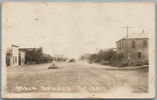 SELDEN KS MAIN STREET ANTIQUE REAL PHOTO POSTCARD RPPC