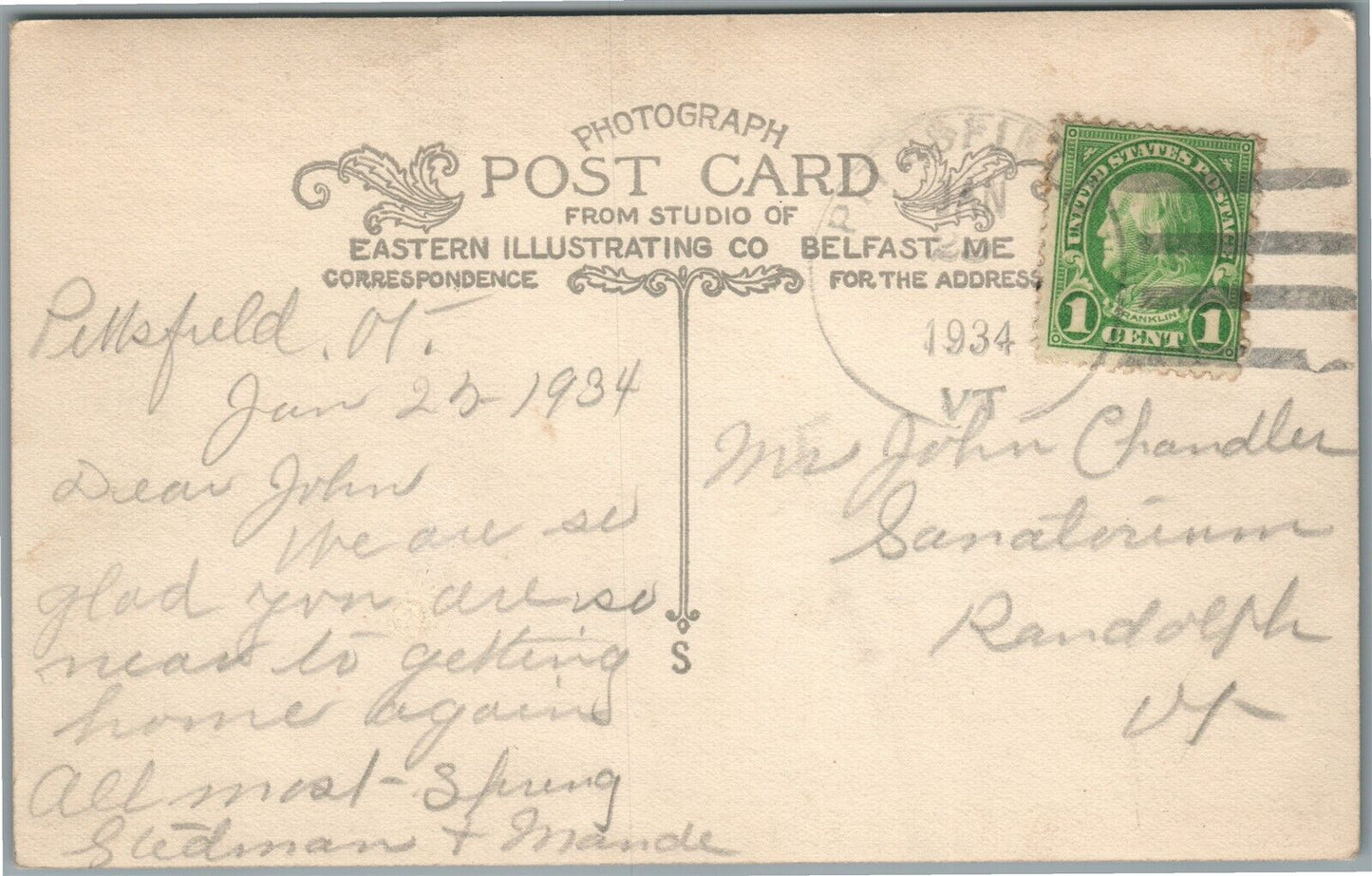 PITTSFIELD VT LOWER VILLAGE ANTIQUE REAL PHOTO POSTCARD RPPC