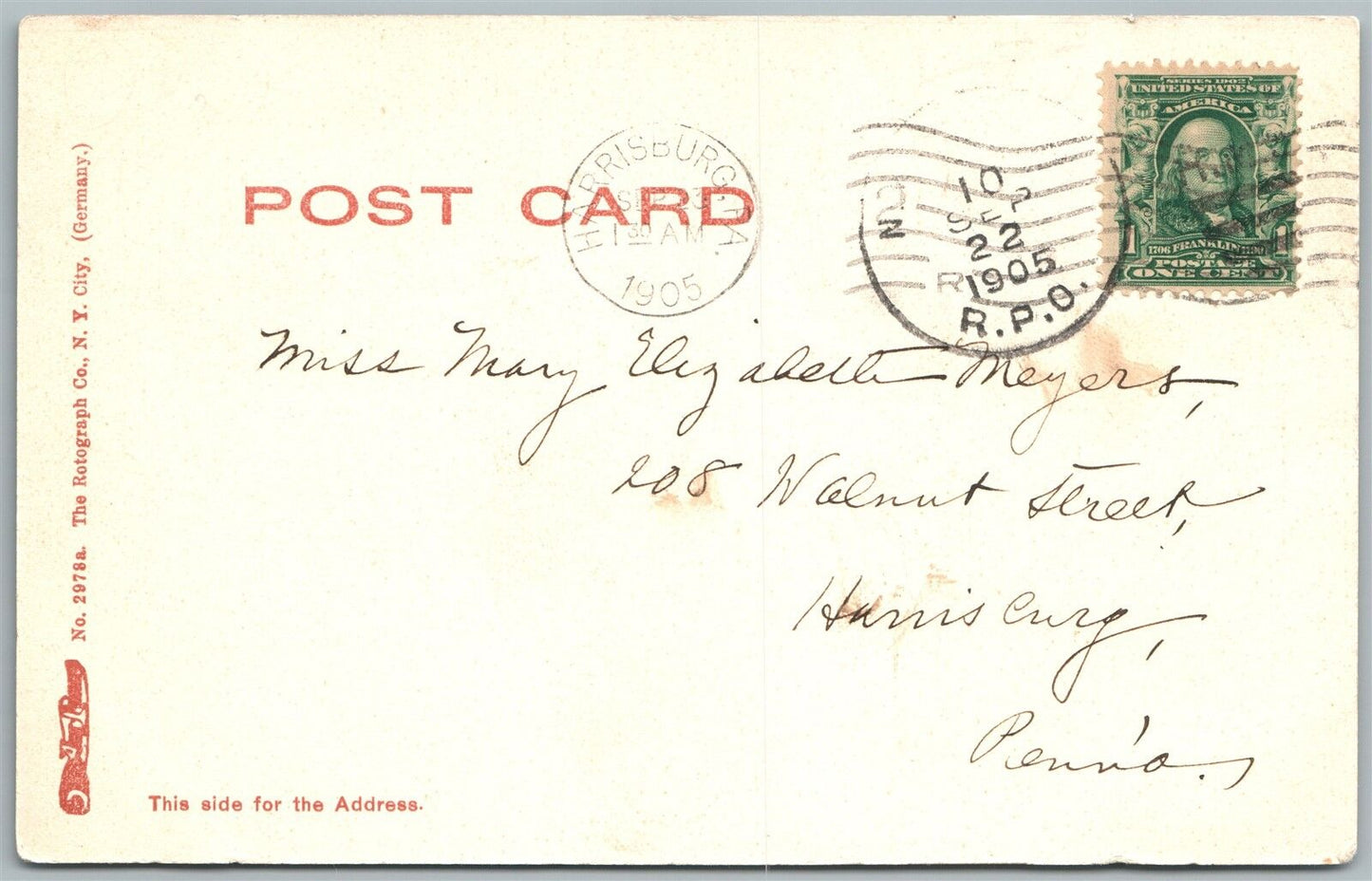 HUNTINGDON PA CITY HALL 1906 UNDIVIDED ANTIQUE POSTCARD