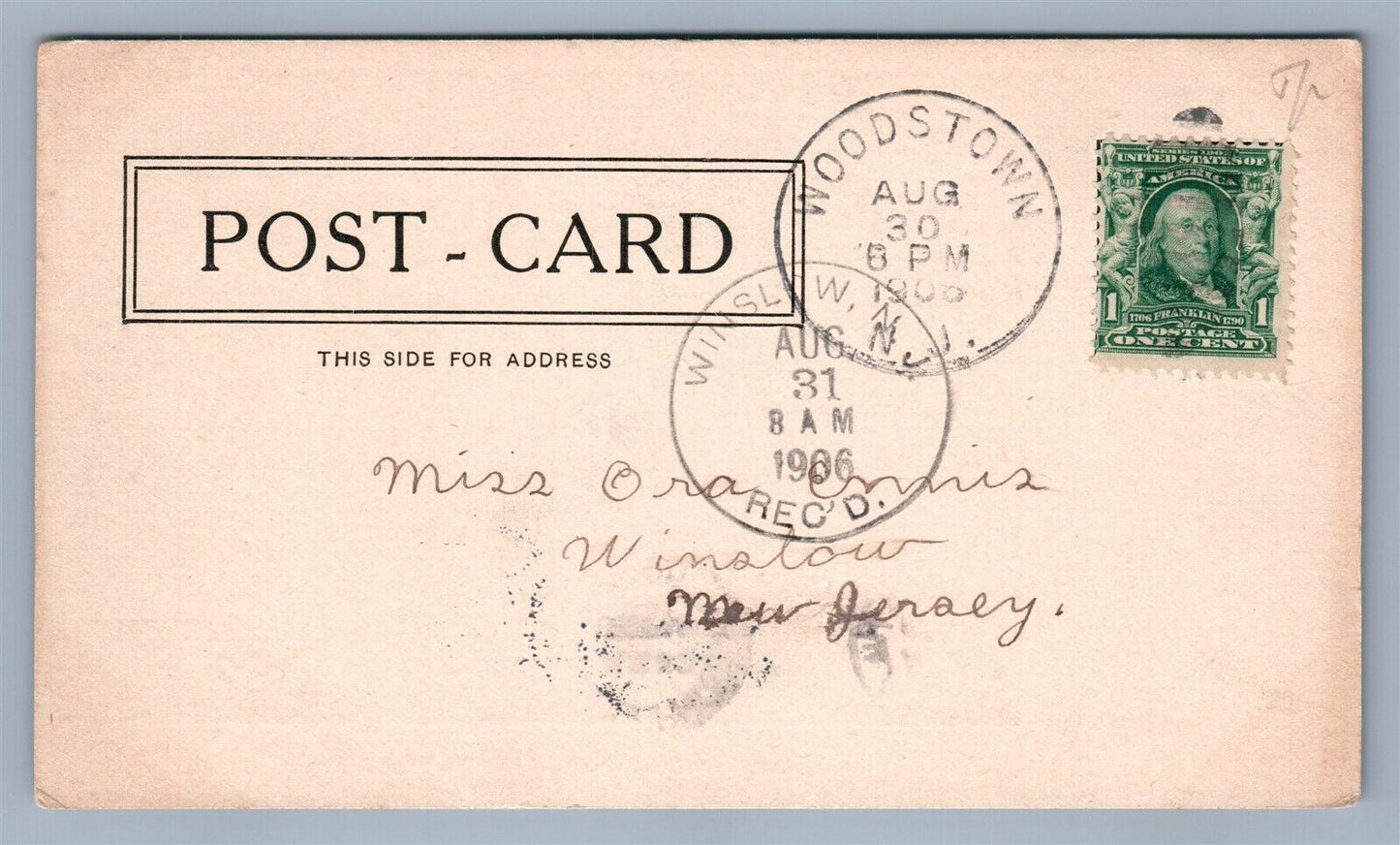 WOODSTOWN NJ EAST AVENUE ANTIQUE POSTCARD