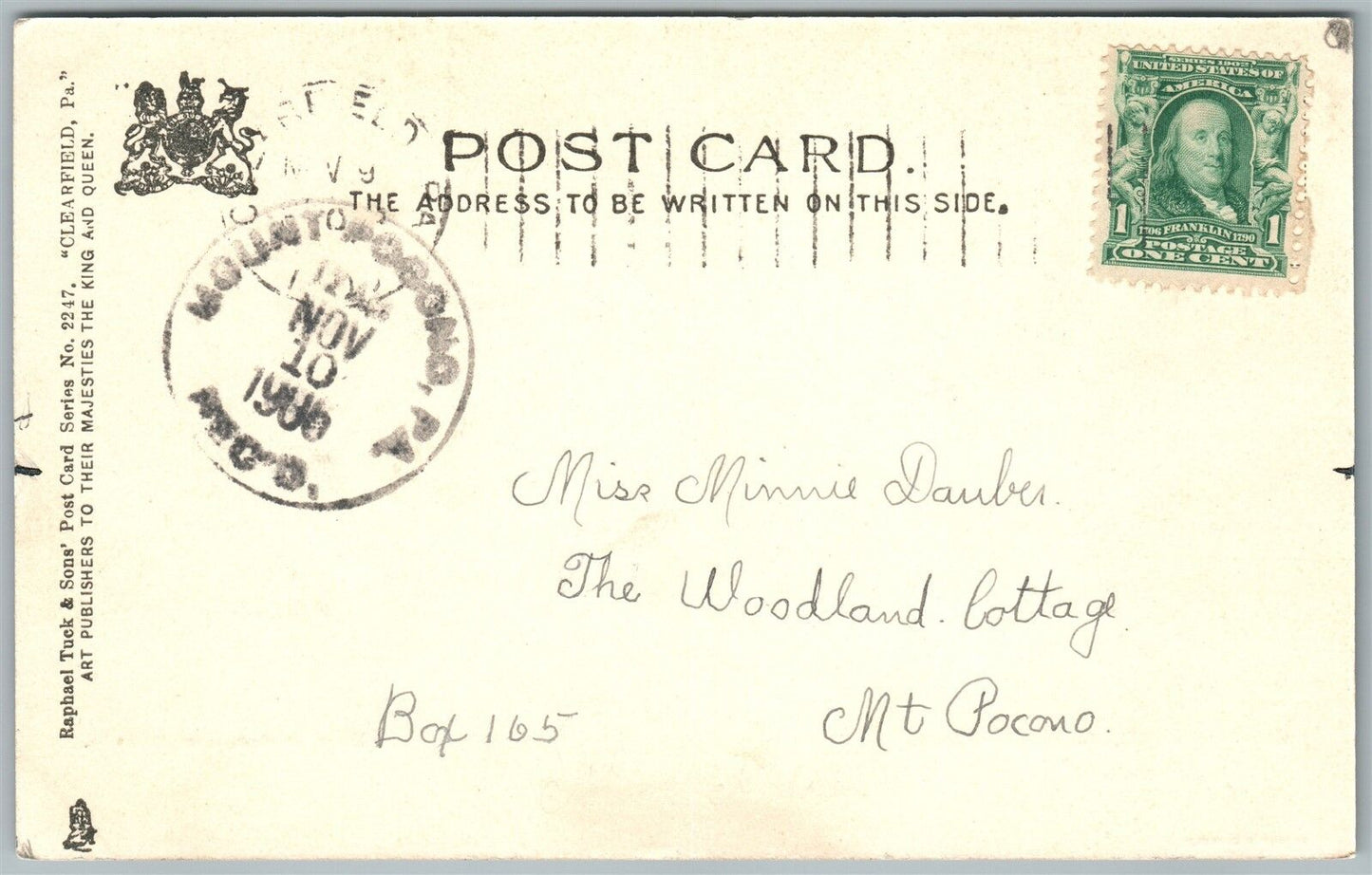 CLEARFIELD PA FIRST STREET 1906 UNDIVIDED ANTIQUE POSTCARD