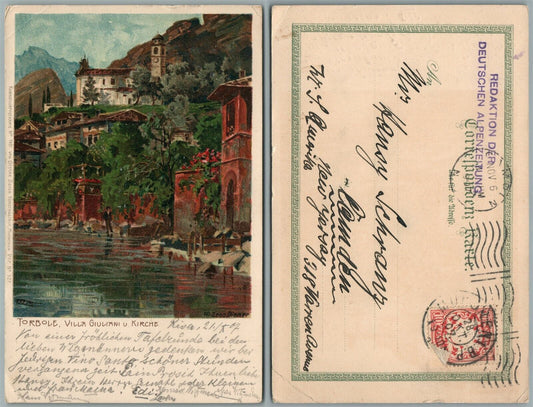 TORBOLE ITALY VILLA GIULIANI v. KIRCHE ANTIQUE POSTCARD BAVARIAN stamp