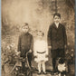 KIDS w/ DOG & BICYCLE ANTIQUE REAL PHOTO POSTCARD RPPC