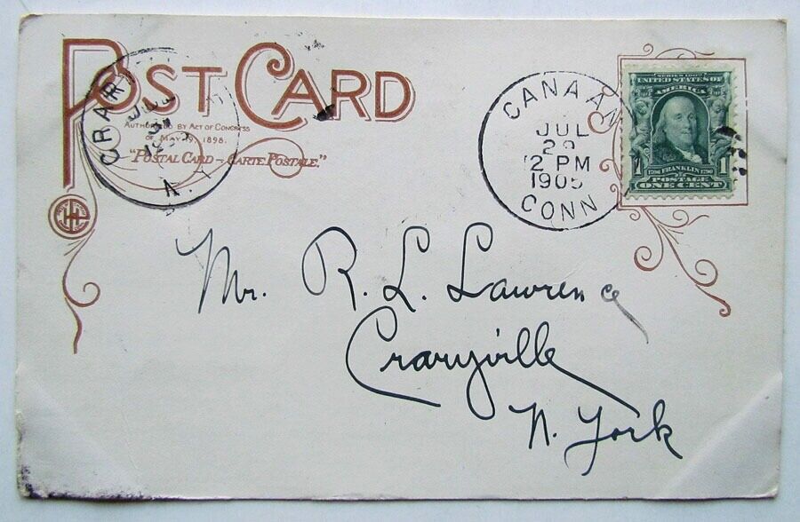 ANTIQUE 1905 UNDIVIDED POSTCARD TWIN LAKES CONN.