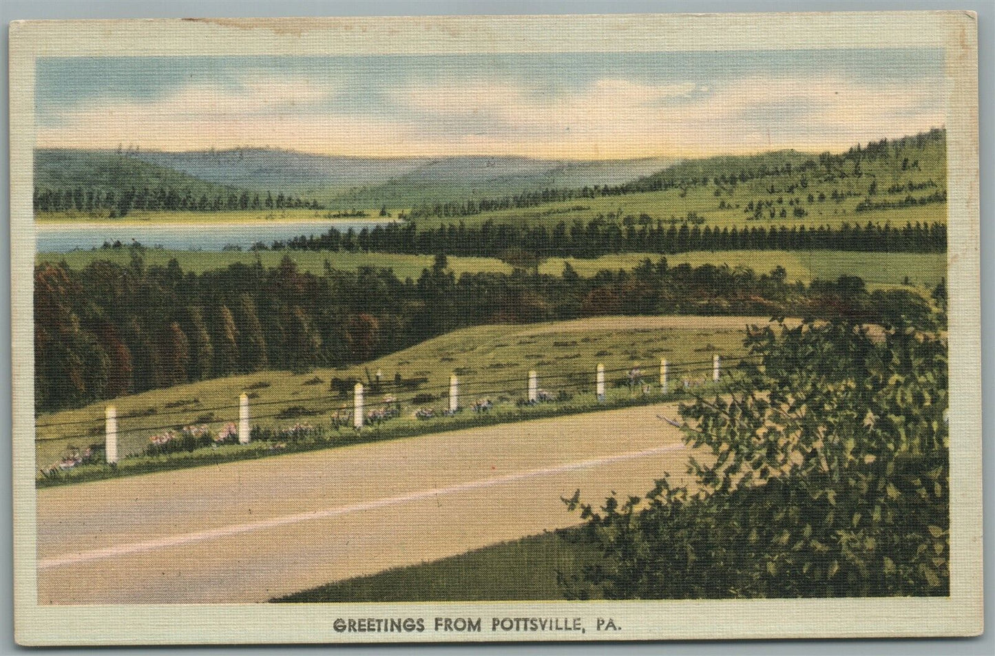 POTTSVILLE PA GREETINGS VINTAGE POSTCARD