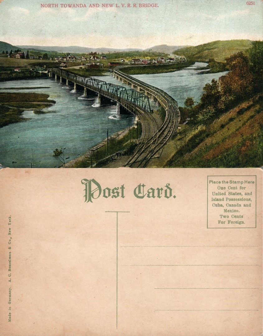 NORTH TOWANDA PA NEW L.V.R.R. RAILROAD BRIDGE ANTIQUE POSTCARD railway
