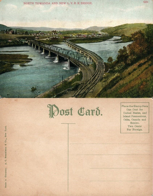 NORTH TOWANDA PA NEW L.V.R.R. RAILROAD BRIDGE ANTIQUE POSTCARD railway