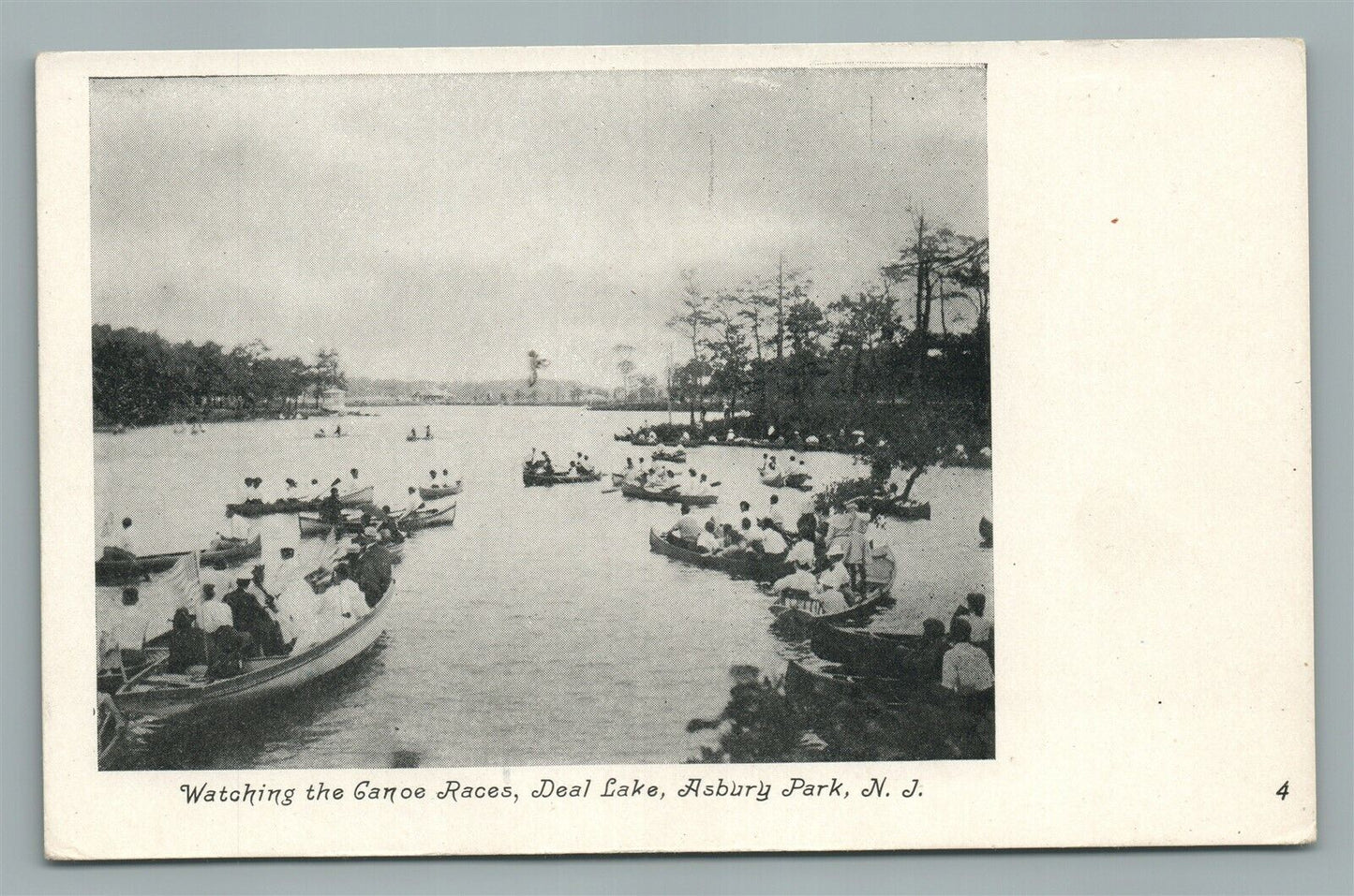 ASBURY PARK NJ DEAL LAKE CANOE RACES ANTIQUE POSTCARD