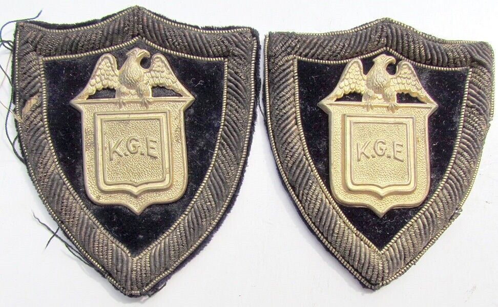 KNIGHTS OF GOLDEN EAGLE FRATERNAL PAIR OF ANTIQUE PATCHES