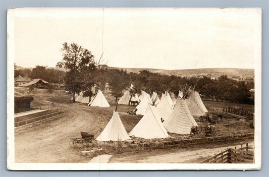 AMERICAN INDIAN CAMP WIGWAMS PENDLETON OR ANTIQUE REAL PHOTO POSTCARD RPPC