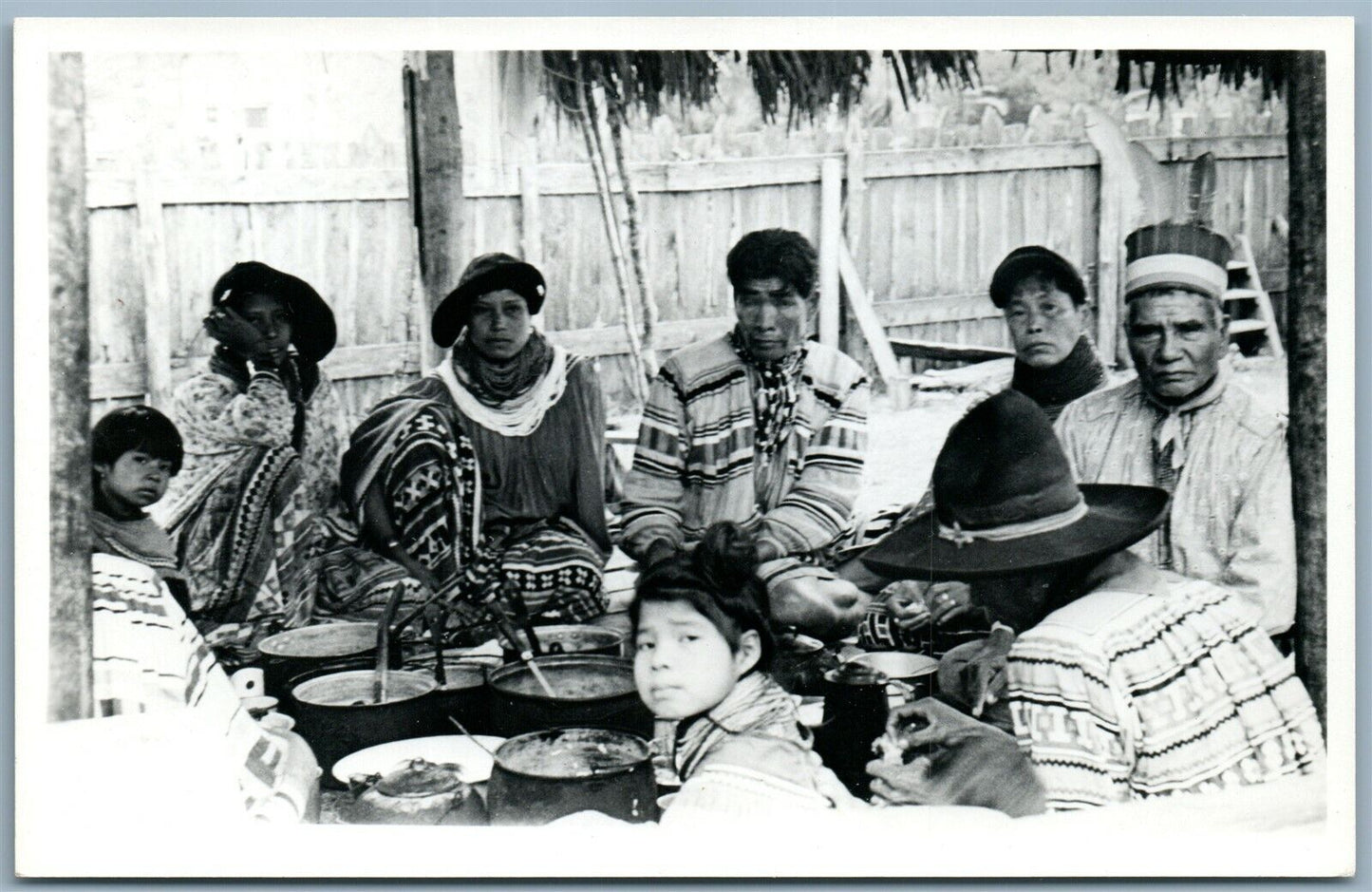 SEMINOLE INDIAN FAMILY EVERGLADES FL VINTAGE REAL PHOTO POSTCARD RPPC