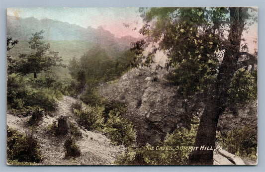 SUMMIT HILL PA THE CAVES ANTIQUE POSTCARD