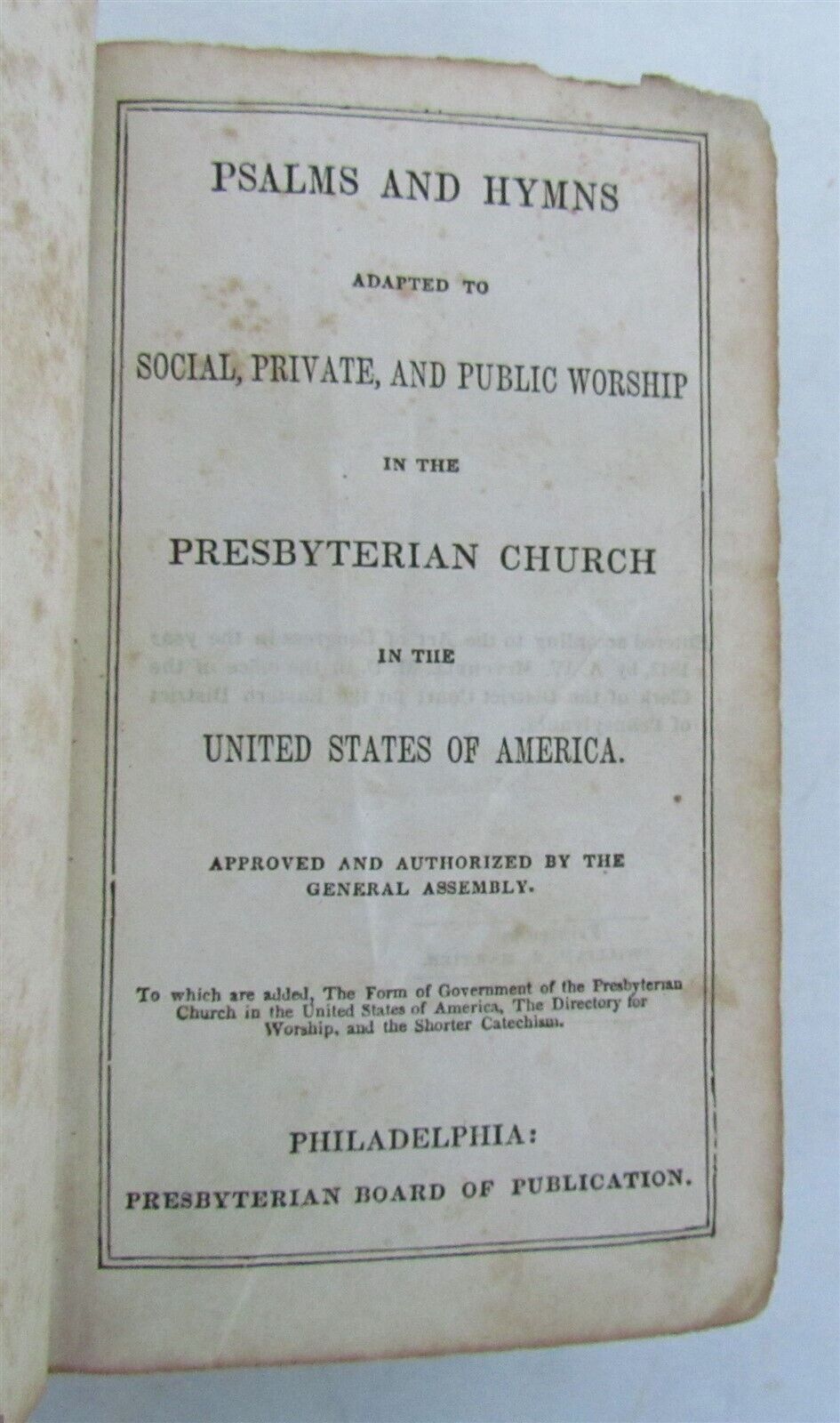 1850s PRESBYTERIAN CHURCH PSALMS & HYMNS antique PHILADELPHIA AMERICANA