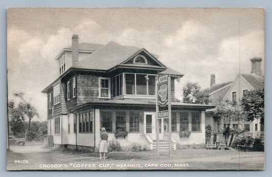 CAPE COD MA CROSBY'S COFFEE CUP HYANNIS VINTAGE POSTCARD