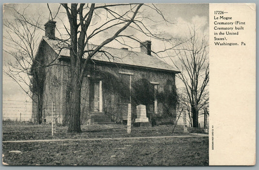 WASHINGTON PA LE MOGNE CREMATORY ANTIQUE POSTCARD