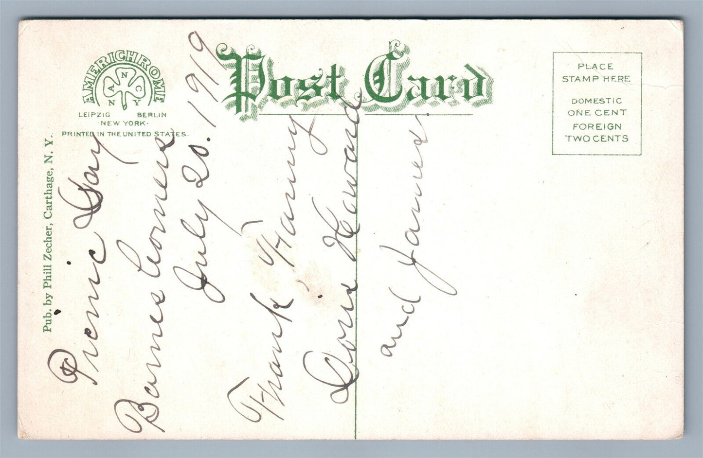 CARTHAGE NY ODD FELLOWS TEMPLE & OPERA HOUSE ANTIQUE POSTCARD