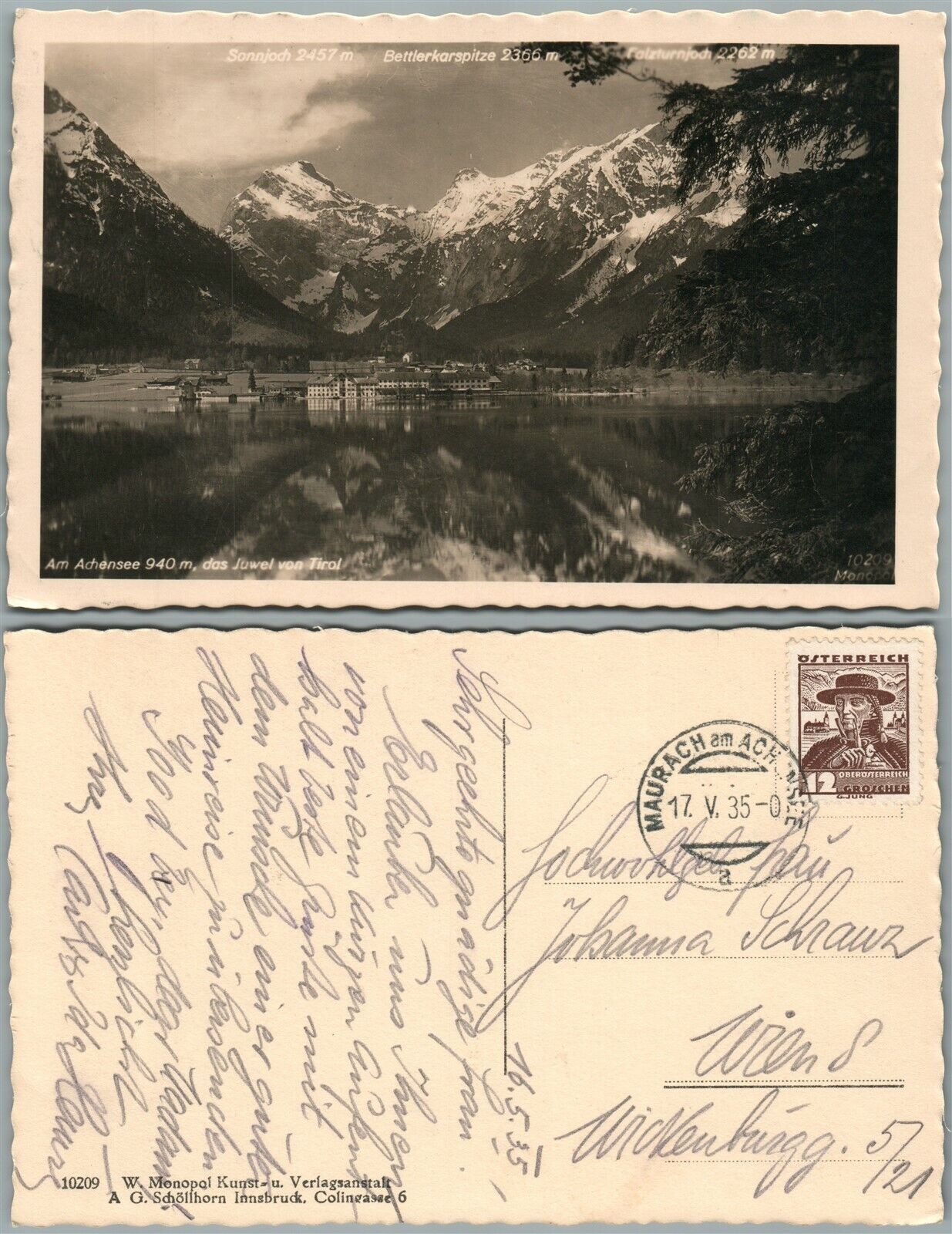 AM ACHENSEE AUSTRIA ANTIQUE REAL PHOTO POSTCARD RPPC w/ STAMP