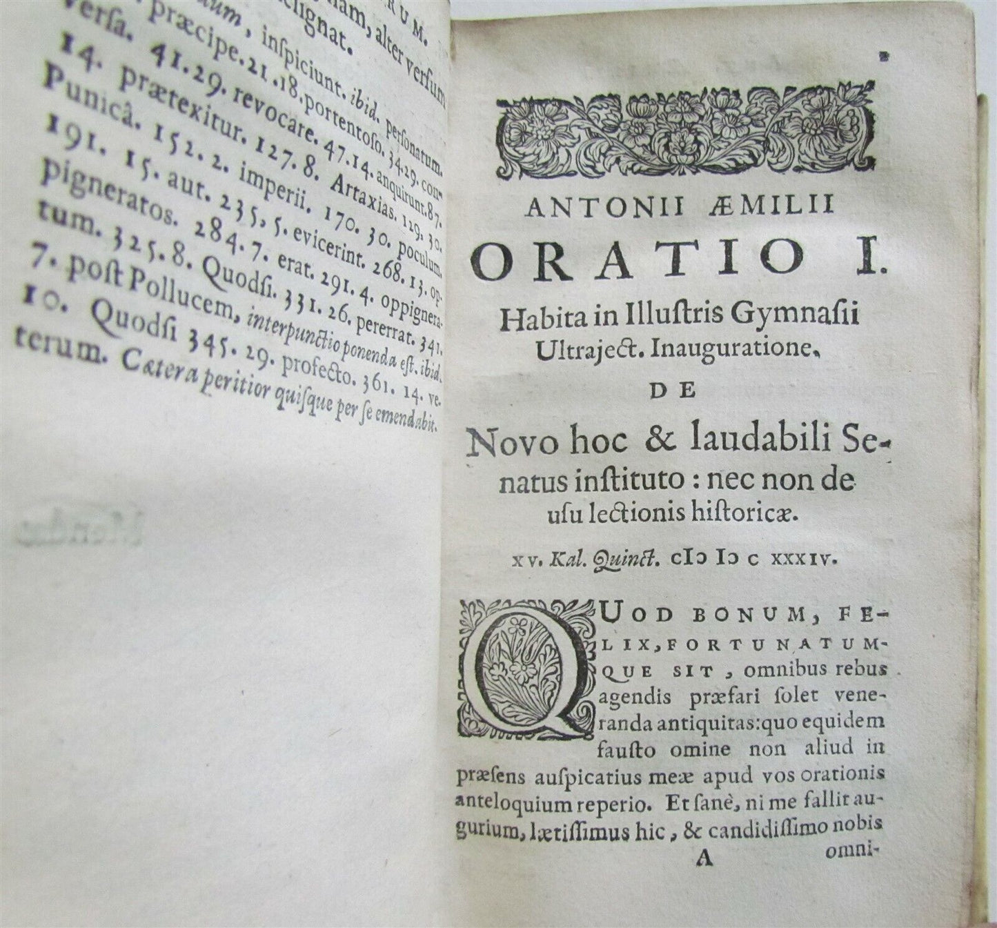 1651 POETRY Orationes Quarum by A.Aemilius ANTIQUE VELLUM BOUND 17th CENTURY