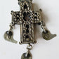 18th CENTURY GREEK ORTHODOX SILVER NECK CROSS antique icon w/ WOODEN INSERT rare