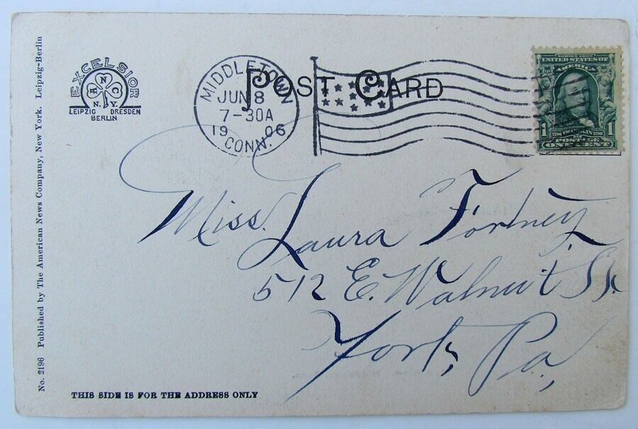 VINTAGE 1906 UNDIVIDED POSTCARD MAIN STREET MIDDLETOWN CONNECTICUT