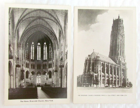 LOT OF 2 RPPC VINTAGE PHOTO POSTCARDS - NEW YORK RIVERSIDE CHURCH 122 STREET N.Y