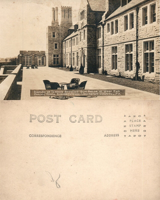 LANCASTER CO. PA ELIZABETHTOWN MASONIC HOMES ANTIQUE REAL PHOTO POSTCARD RPPC