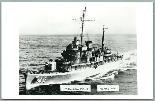 MILITARY SHIP USS FLOYDS BAY VINTAGE REAL PHOTO POSTCARD RPPC