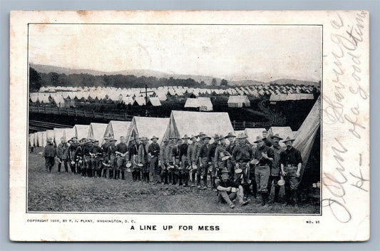 WWI A LINE FOR MESS ANTIQUE POSTCARD