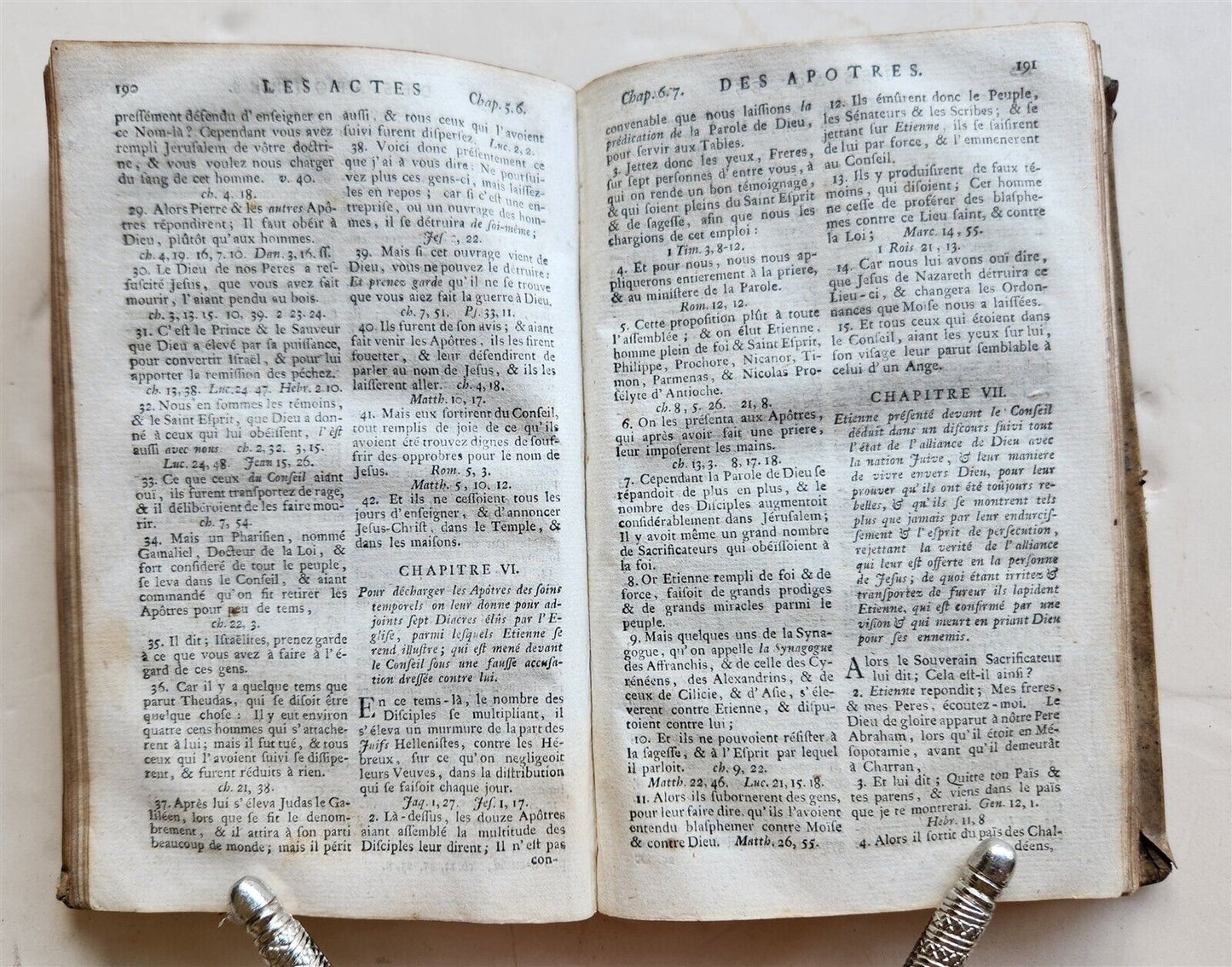 1751 BIBLE in FRENCH NEW TESTAMENT antique VELLUM BINDING