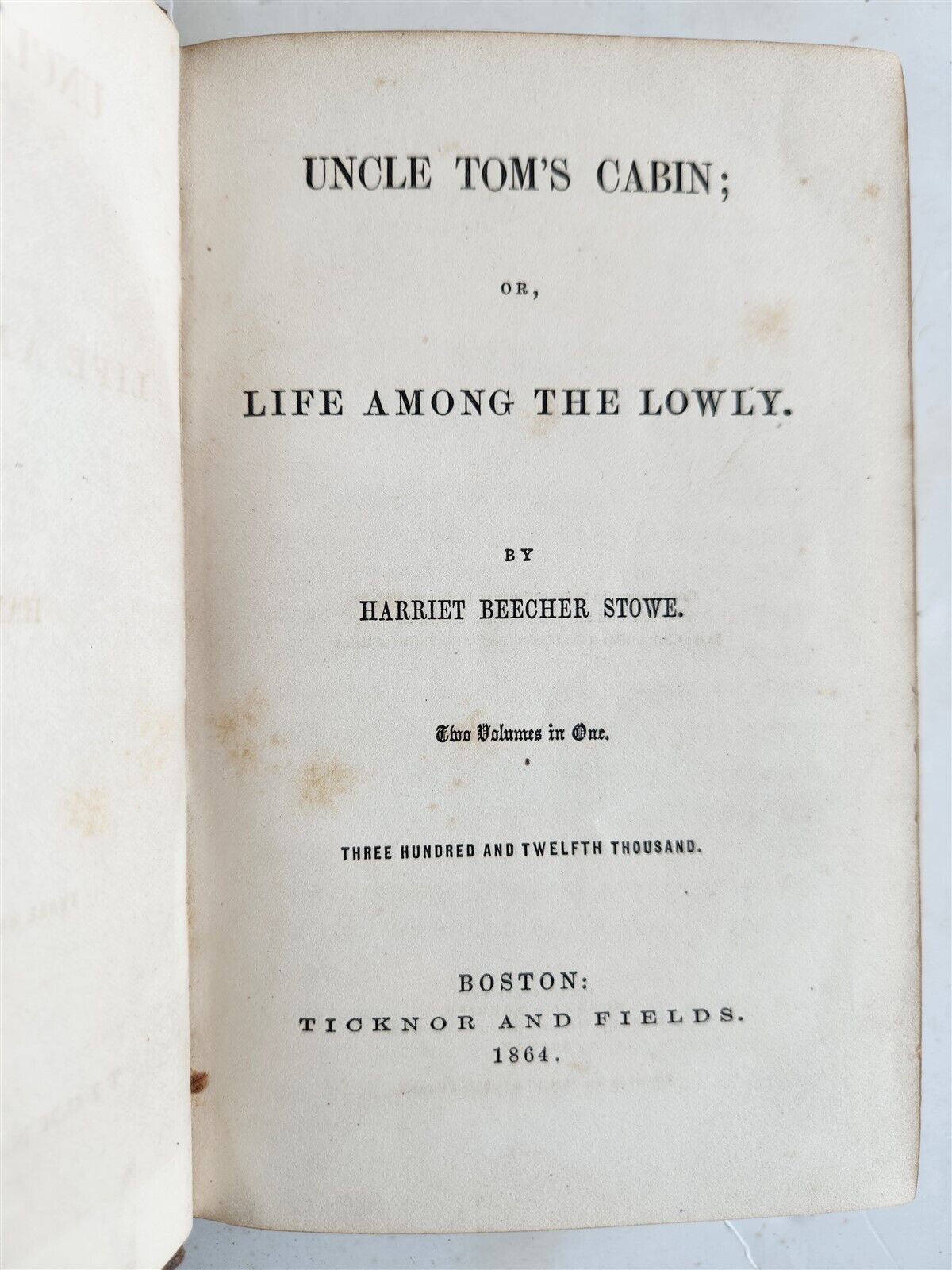 1864 UNCLE TOM'S CABIN by HARRIET BEECHER STOWE antique AMERICANA Civil War Era