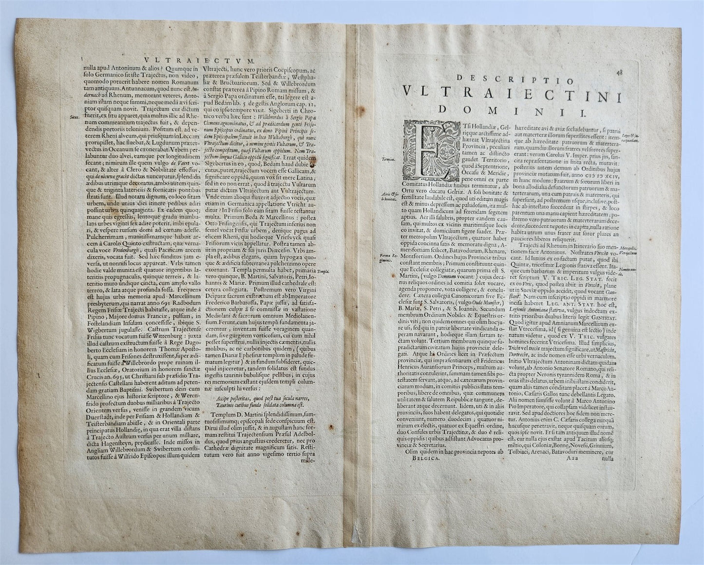1640 UTRECHT NETHERLANDS MAP by WILLEM BLAEU antique AUTHENTIC hand colored