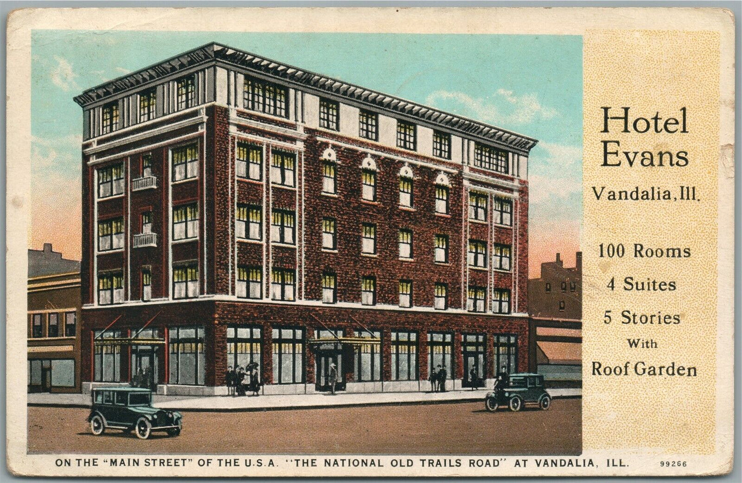 VANDALIA IL HOTEL EVANS ANTIQUE POSTCARD