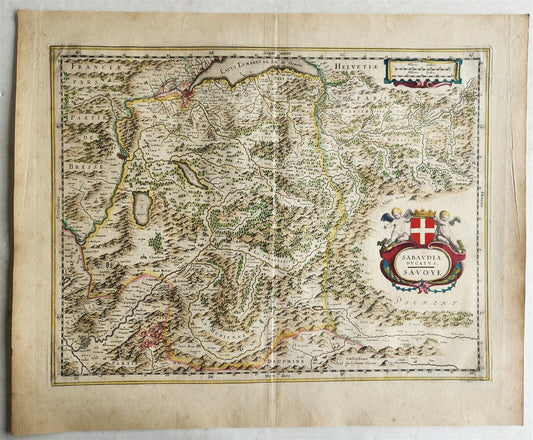 1640 MAP of FRANCE SAVOY by WILLEM BLAEU antique AUTHENTIC hand colored