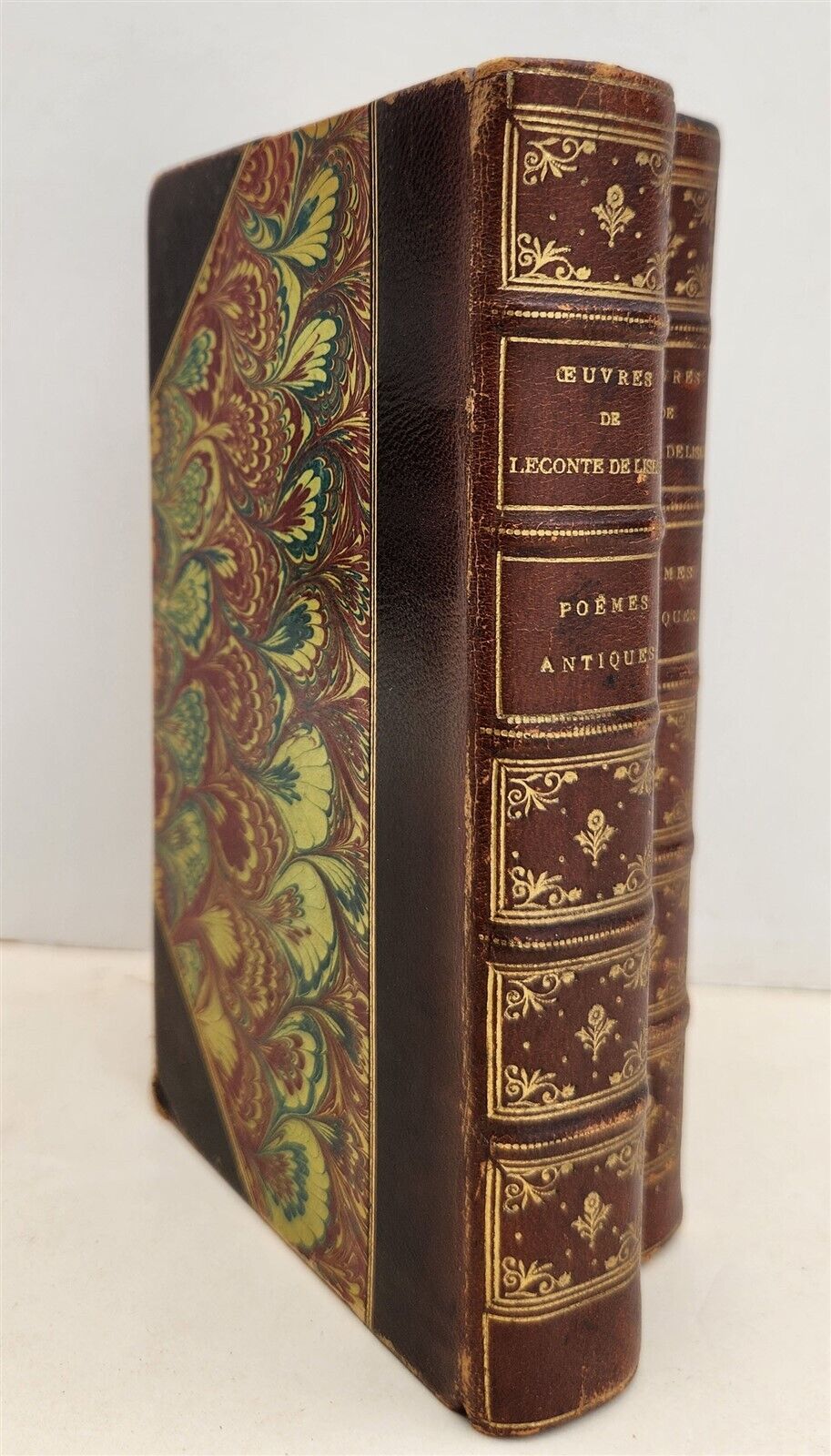 1900s OEUVRES de LECONTE de LISLE POEMES ANTIQUES POETRY in FRENCH 2 VOLUMES