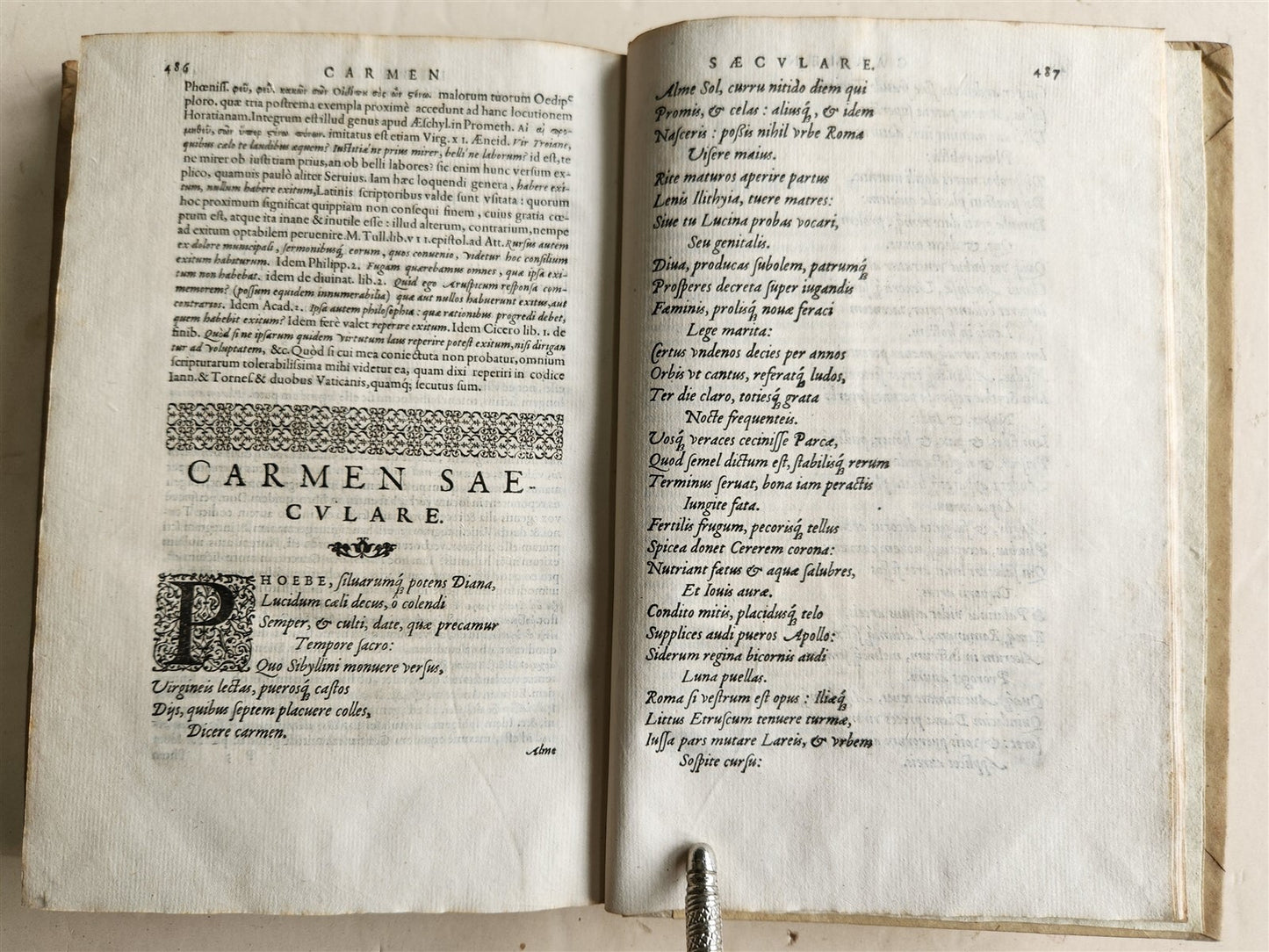 1561 HORACE COMMENTARY by DIONISIO LAMBINO antique POETRY VELLUM 16th CENTURY