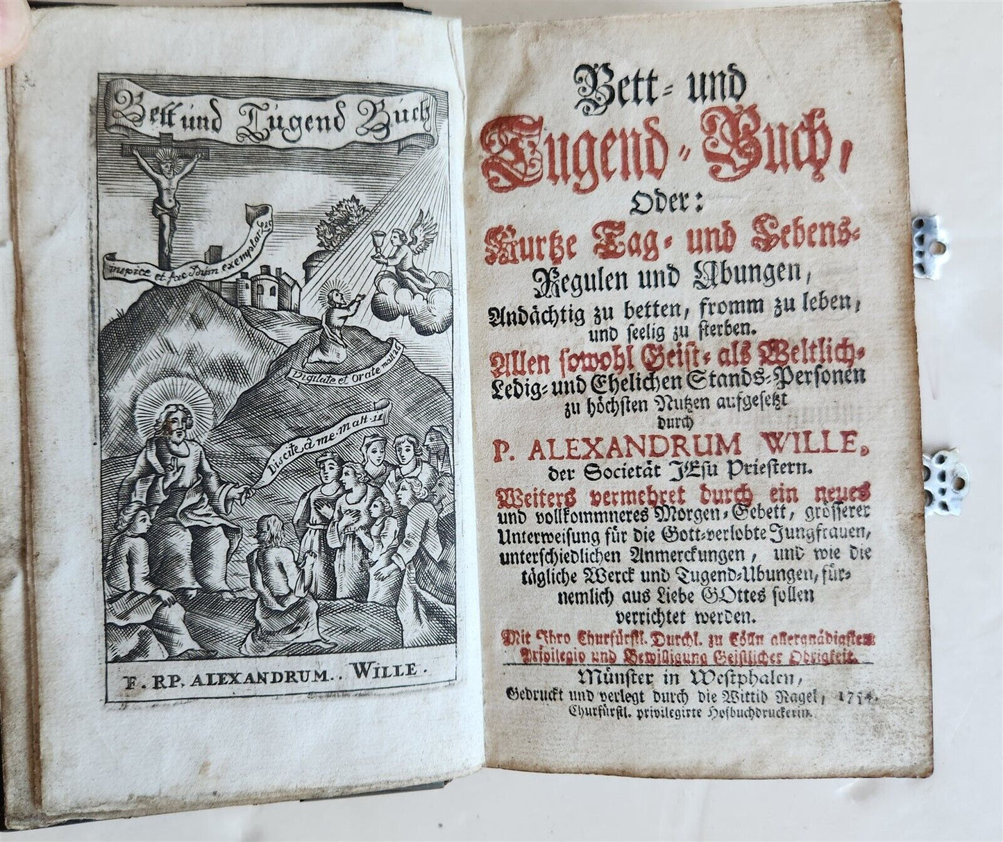 1754 GERMAN DEVOTIONAL BOOK antique BINDING w/ STUNNING SILVER FITTINGS