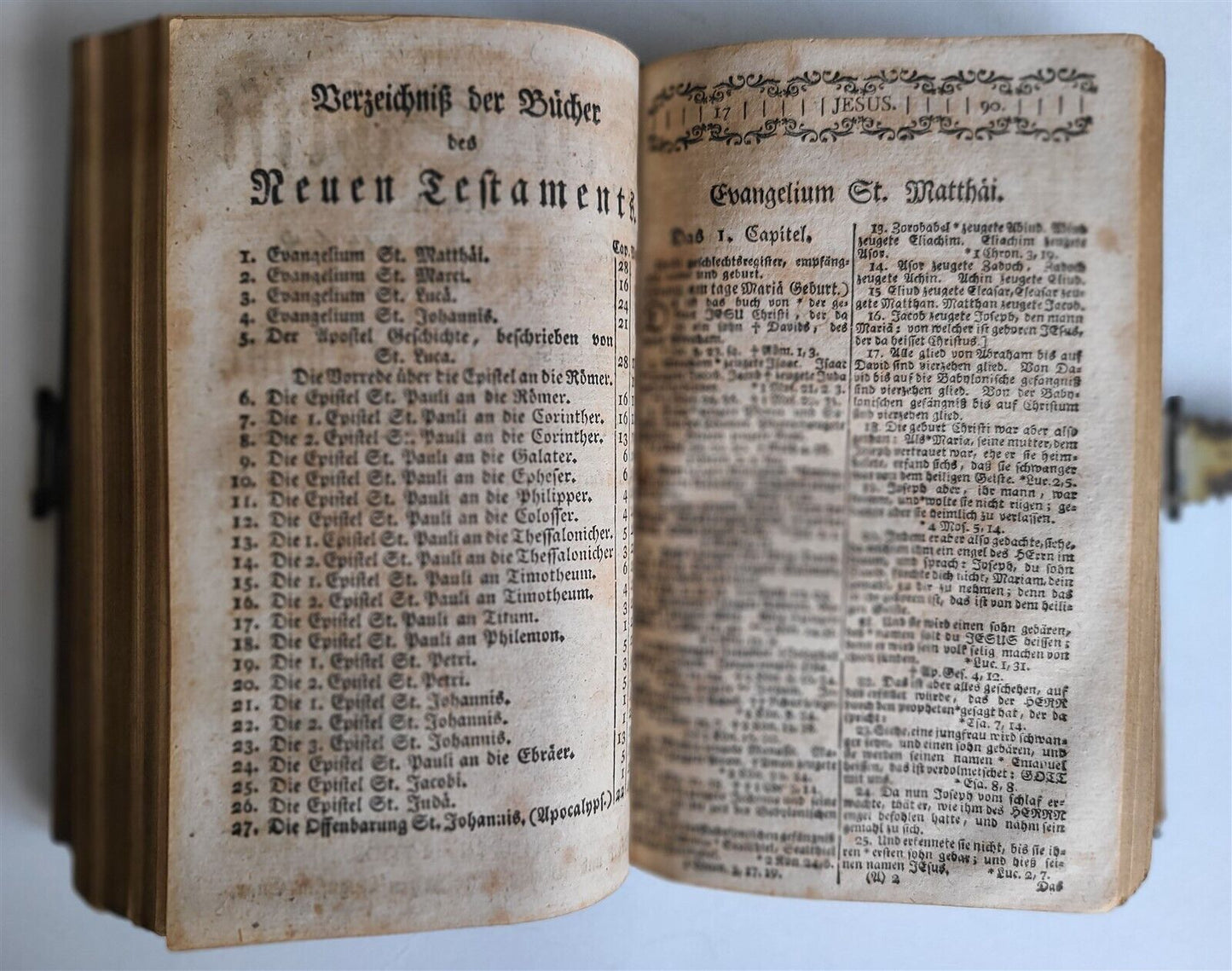 1790 BIBLE in GERMAN antique w/ SILVER CLASP