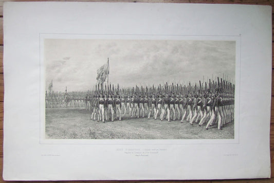 RUSSIAN ARMY ARTILLERY REGIMENT PARADE VOZNESENSK CAMP ANTIQUE ENGRAVING