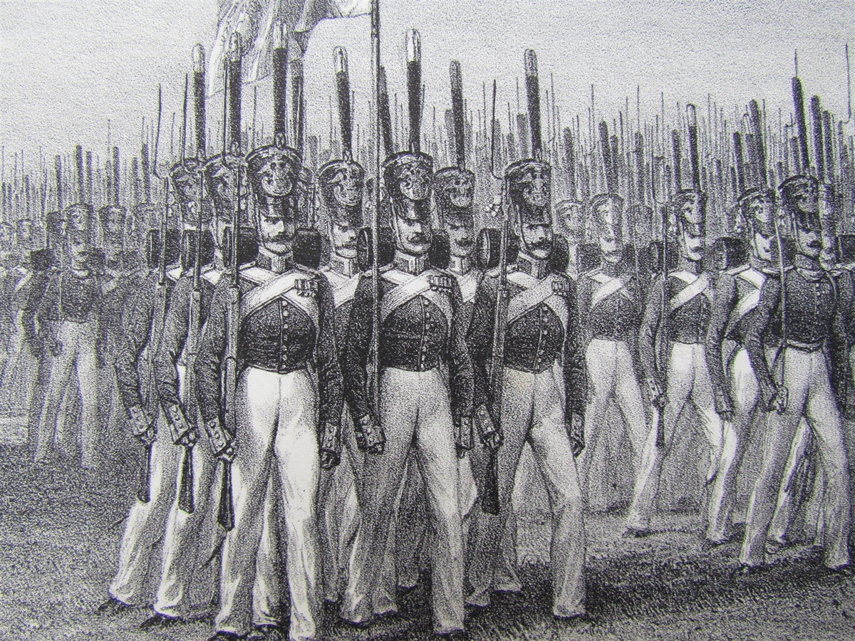 RUSSIAN ARMY ARTILLERY REGIMENT PARADE VOZNESENSK CAMP ANTIQUE ENGRAVING