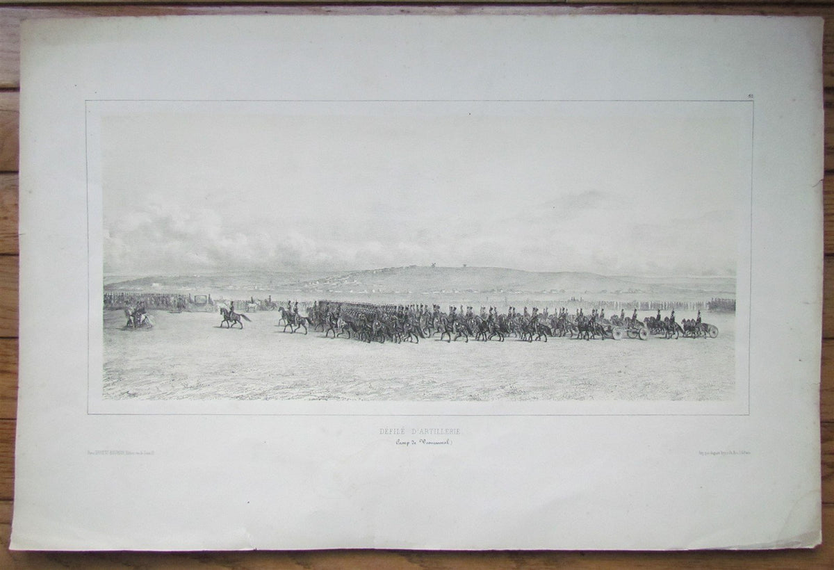 RUSSIAN ARTILLERY REGIMENT PARADE VOZNESENSK CAMP ANTIQUE ENGRAVING