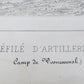 RUSSIAN ARTILLERY REGIMENT PARADE VOZNESENSK CAMP ANTIQUE ENGRAVING