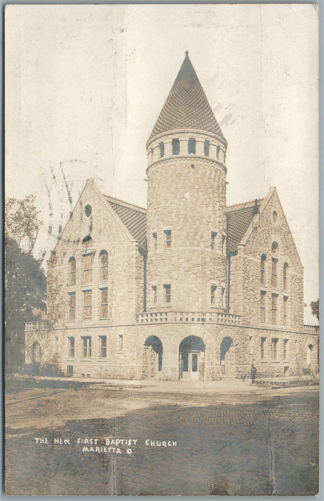 MARIETTA OH BAPTIST CHURCH ANTIQUE REAL PHOTO POSTCARD RPPC