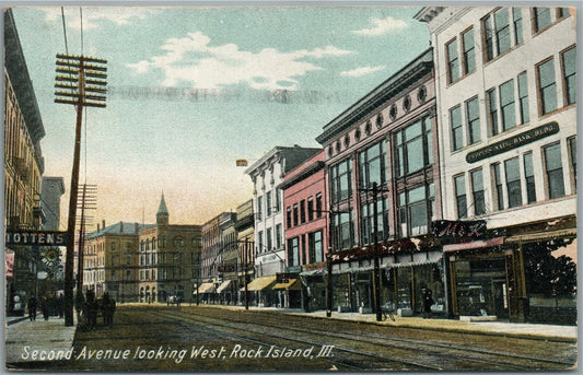 ROCK ISLAND IL SECOND AVENUE ANTIQUE POSTCARD