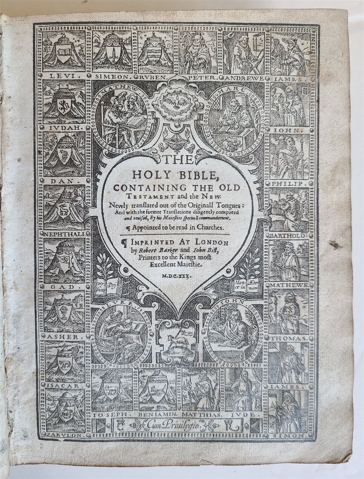 1630 BIBLE in ENGLISH Robert Barker & John Bill antique KING JAMES illustrated